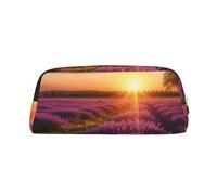 LHBWCVN Lavender Meadow at Sunset Spring Pencil Case Large Capacity Pencil Pouch Aesthetic Pen Bag Leather Makeup Bag for Women Men Travel Toiletry Bags Zipper Cosmetic Bag Wide-open Coin Pouch Purse