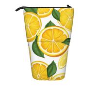 LHBWCVN Lemon Fruit Pattern Cosmetics Bag Standing Pencil Case Telescopic Pencil Bag Portable Pencil Holder Cute Stand up Pencil Pouch for Women Men Travel Coin Pouch Purse