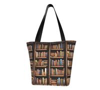 LHBWCVN Library Bookshelf Tote Bag for Women Top-Handle Purse Large Shoulder Hobo Bags Casual Handbags Aesthetic Shopping Bag Reusable Grocery Bag Zipper Work Bag Travel Beach Bag
