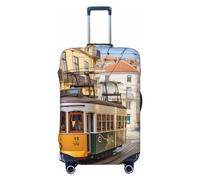 LHBWCVN lisbon tram Luggage Cover for Suitcase Tsa Approved, Washable Suitcase Protector Fits 18-32 Inch Anti-scratch Suitcase Cover Carry on Luggage Sleeve Travel Baggage Cover, Black, S