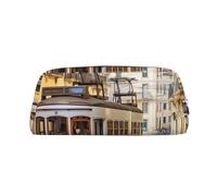 LHBWCVN lisbon tram Pencil Case Large Capacity Pencil Pouch Aesthetic Pen Bag Leather Makeup Bag for Women Men Travel Toiletry Bags Zipper Cosmetic Bag Wide-open Coin Pouch Purse