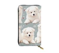 Lhbwcvn Little White Dogs Pattern Wallet For Women Men Clutch Rfid Blocking Leather Wallets Large Capacity Purse Credit Card Holder Money Case With Zipper Phone Holder Long Travel Purse, Black, One