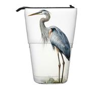 LHBWCVN Long-beaked heron Cosmetics Bag Standing Pencil Case Telescopic Pencil Bag Portable Pencil Holder Cute Stand up Pencil Pouch for Women Men Travel Coin Pouch Purse