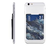 LHBWCVN Marble Navy Blue Mixed Phone Wallet Stick On, Phone Card Holder for Women Men, Slim Adhesive Credit Card Holder for Back of Cellphone Case, Leather ID Cards Pocket Wallets for Phone Case