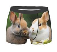 LHBWCVN Men's Ultra Breathable Underwear Cute Rabbits Boxers Briefs Soft Cotton Boxer Shorts Tagless Trunks, Black, Medium