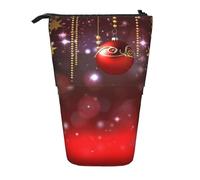 LHBWCVN Merry Christmas Cosmetics Bag Standing Pencil Case Telescopic Pencil Bag Portable Pencil Holder Cute Stand up Pencil Pouch for Women Men Travel Coin Pouch Purse