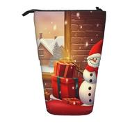 LHBWCVN Merry Christmas Day Cosmetics Bag Standing Pencil Case Telescopic Pencil Bag Portable Pencil Holder Cute Stand up Pencil Pouch for Women Men Travel Coin Pouch Purse