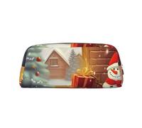 LHBWCVN Merry Christmas Day Pencil Case Large Capacity Pencil Pouch Aesthetic Pen Bag Leather Makeup Bag for Women Men Travel Toiletry Bags Zipper Cosmetic Bag Wide-open Coin Pouch Purse, Silver, One