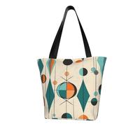 LHBWCVN Mid Century Geometric Tote Bag for Women Top-Handle Purse Large Shoulder Hobo Bags Casual Handbags Aesthetic Shopping Bag Reusable Grocery Bag Zipper Work Bag Travel Beach Bag