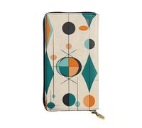 Lhbwcvn Mid Century Geometric Wallet For Women Men Clutch Rfid Blocking Leather Wallets Large Capacity Purse Credit Card Holder Money Case With Zipper Phone Holder Long Travel Purse, Black, One Size