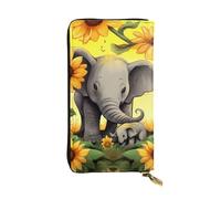 Lhbwcvn Mother And Baby Elephant Sunflowers Wallet For Women Men Clutch Rfid Blocking Leather Wallets Large Capacity Purse Credit Card Holder Money Case With Zipper Phone Holder Long Travel Purse,