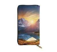Lhbwcvn Mountain Sunrise Wallet For Women Men Clutch Rfid Blocking Leather Wallets Large Capacity Purse Credit Card Holder Money Case With Zipper Phone Holder Long Travel Purse, Black, One Size