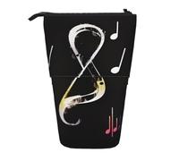 LHBWCVN Music Notes Cosmetics Bag Standing Pencil Case Telescopic Pencil Bag Portable Pencil Holder Cute Stand up Pencil Pouch for Women Men Travel Coin Pouch Purse