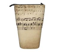 LHBWCVN Music Notes on Old Paper Cosmetics Bag Standing Pencil Case Telescopic Pencil Bag Portable Pencil Holder Cute Stand up Pencil Pouch for Women Men Travel Coin Pouch Purse
