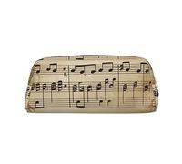 LHBWCVN Music Notes on Old Paper Pencil Case Large Capacity Pencil Pouch Aesthetic Pen Bag Leather Makeup Bag for Women Men Travel Toiletry Bags Zipper Cosmetic Bag Wide-open Coin Pouch Purse, Silver