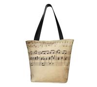 LHBWCVN Music Notes on Old Paper Tote Bag for Women Top-Handle Purse Large Shoulder Hobo Bags Casual Handbags Aesthetic Shopping Bag Reusable Grocery Bag Zipper Work Bag Travel Beach Bag