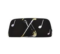 LHBWCVN Music Notes Pencil Case Large Capacity Pencil Pouch Aesthetic Pen Bag Leather Makeup Bag for Women Men Travel Toiletry Bags Zipper Cosmetic Bag Wide-open Coin Pouch Purse