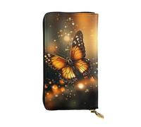 Lhbwcvn Orange Butterfly Wallet For Women Men Clutch Rfid Blocking Leather Wallets Large Capacity Purse Credit Card Holder Money Case With Zipper Phone Holder Long Travel Purse, Black, One Size