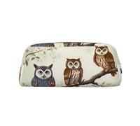 LHBWCVN Owls on a branch Pencil Case Large Capacity Pencil Pouch Aesthetic Pen Bag Leather Makeup Bag for Women Men Travel Toiletry Bags Zipper Cosmetic Bag Wide-open Coin Pouch Purse