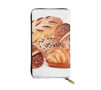 Lhbwcvn Painted Bread Wallet For Women Men Clutch Rfid Blocking Leather Wallets Large Capacity Purse Credit Card Holder Money Case With Zipper Phone Holder Long Travel Purse, Black, One Size