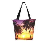 LHBWCVN Palm Trees at Sunset Tote Bag for Women Top-Handle Purse Large Shoulder Hobo Bags Casual Handbags Aesthetic Shopping Bag Reusable Grocery Bag Zipper Work Bag Travel Beach Bag