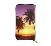 Lhbwcvn Palm Trees At Sunset Wallet For Women Men Clutch Rfid Blocking Leather Wallets Large Capacity Purse Credit Card Holder Money Case With Zipper Phone Holder Long Travel Purse, Black, One Size