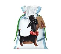 LHBWCVN - Parisian drawstring christmas gift bags with tags, christmas gift bags with green christmas ribbon, reusable bag for gift wrapping, fabric gift bags