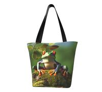 LHBWCVN Peace Frog Tree Tote Bag for Women Top-Handle Purse Large Shoulder Hobo Bags Casual Handbags Aesthetic Shopping Bag Reusable Grocery Bag Zipper Work Bag Travel Beach Bag