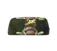 LHBWCVN Peace Tree Frog Pencil Case Large Capacity Pencil Pouch Aesthetic Pen Bag Leather Makeup Bag for Women Men Travel Toiletry Bags Zipper Cosmetic Bag Wide-open Coin Pouch Purse, Silver, One Size