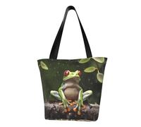 LHBWCVN Peace Tree Frog Tote Bag for Women Top-Handle Purse Large Shoulder Hobo Bags Casual Handbags Aesthetic Shopping Bag Reusable Grocery Bag Zipper Work Bag Travel Beach Bag