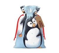 LHBWCVN - Penguins Drawstring Christmas Gift Bags with Tags, Christmas Gift Bags with Red Ribbon, Reusable Cloth Gift Bag, Gift Bags for Party and