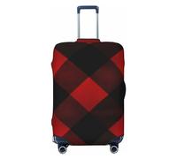 LHBWCVN Plaid Red and Black Luggage Cover for Suitcase Tsa Approved, Washable Suitcase Protector Fits 18-32 Inch Anti-scratch Suitcase Cover Carry on Luggage Sleeve Travel Baggage Cover, Black, S