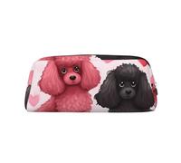 LHBWCVN Poodles Dogs Pencil Case Large Capacity Pencil Pouch Aesthetic Pen Bag Leather Makeup Bag for Women Men Travel Toiletry Bags Zipper Cosmetic Bag Wide-open Coin Pouch Purse