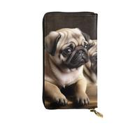 Lhbwcvn Puppys Pug Wallet For Women Men Clutch Rfid Blocking Leather Wallets Large Capacity Purse Credit Card Holder Money Case With Zipper Phone Holder Long Travel Purse, Black, One Size