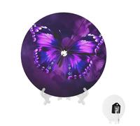 LHBWCVN Purple Butterfly Wall Clock 10 Inch, Modern Small Wall Clocks Battery Operated, Silent Non-Ticking Round Clock Wall Decorative for Living Room Bedroom Kitchen Office Classroom