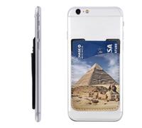 LHBWCVN Pyramids of Egypt Phone Wallet Stick On, Phone Card Holder for Women Men, Slim Adhesive Credit Card Holder for Back of Cellphone Case, Leather ID Cards Pocket Wallets for Phone Case