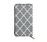 Lhbwcvn Quatrefoil Grey Wallet For Women Men Clutch Rfid Blocking Leather Wallets Large Capacity Purse Credit Card Holder Money Case With Zipper Phone Holder Long Travel Purse, Black, One Size