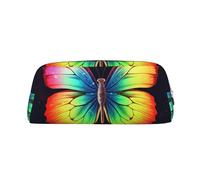 LHBWCVN Rainbow Butterfly Pencil Case Large Capacity Pencil Pouch Aesthetic Pen Bag Leather Makeup Bag for Women Men Travel Toiletry Bags Zipper Cosmetic Bag Wide-open Coin Pouch Purse, Gold, One Size