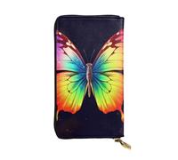 Lhbwcvn Rainbow Butterfly Wallet For Women Men Clutch Rfid Blocking Leather Wallets Large Capacity Purse Credit Card Holder Money Case With Zipper Phone Holder Long Travel Purse, Black, One Size
