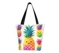 LHBWCVN Rainbow Pineapple Cartoon Tote Bag for Women Top-Handle Purse Large Shoulder Hobo Bags Casual Handbags Aesthetic Shopping Bag Reusable Grocery Bag Zipper Work Bag Travel Beach Bag