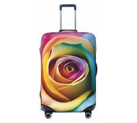 LHBWCVN Rainbow Rose Flower Luggage Cover for Suitcase Tsa Approved, Washable Suitcase Protector Fits 18-32 Inch Anti-scratch Suitcase Cover Carry on Luggage Sleeve Travel Baggage Cover, Black, S