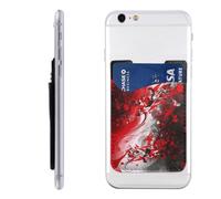LHBWCVN Red Black White Abstract Phone Wallet Stick On, Phone Card Holder for Women Men, Slim Adhesive Credit Card Holder for Back of Cellphone Case, Leather ID Cards Pocket Wallets for Phone Case
