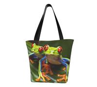 LHBWCVN Red eyed Tree Frog Tote Bag for Women Top-Handle Purse Large Shoulder Hobo Bags Casual Handbags Aesthetic Shopping Bag Reusable Grocery Bag Zipper Work Bag Travel Beach Bag