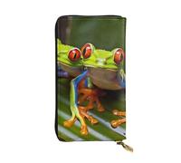 Lhbwcvn Red Eyed Tree Frog Wallet For Women Men Clutch Rfid Blocking Leather Wallets Large Capacity Purse Credit Card Holder Money Case With Zipper Phone Holder Long Travel Purse, Black, One Size