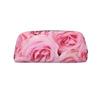 LHBWCVN Red Fresh Roses Pencil Case Large Capacity Pencil Pouch Aesthetic Pen Bag Leather Makeup Bag for Women Men Travel Toiletry Bags Zipper Cosmetic Bag Wide-open Coin Pouch Purse, Silver, One Size
