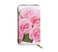 Lhbwcvn Red Fresh Roses Wallet For Women Men Clutch Rfid Blocking Leather Wallets Large Capacity Purse Credit Card Holder Money Case With Zipper Phone Holder Long Travel Purse, Black, One Size