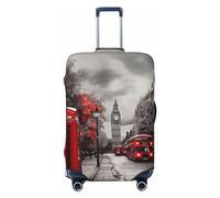 LHBWCVN Red London Street Luggage Cover for Suitcase Tsa Approved, Washable Suitcase Protector Fits 18-32 Inch Anti-scratch Suitcase Cover Carry on Luggage Sleeve Travel Baggage Cover, Black, S