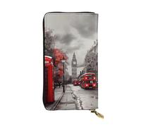 Lhbwcvn Red London Street Wallet For Women Men Clutch Rfid Blocking Leather Wallets Large Capacity Purse Credit Card Holder Money Case With Zipper Phone Holder Long Travel Purse, Black, One Size