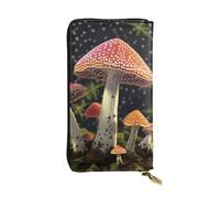Lhbwcvn Red Mushroom Wallet For Women Men Clutch Rfid Blocking Leather Wallets Large Capacity Purse Credit Card Holder Money Case With Zipper Phone Holder Long Travel Purse, Black, One Size