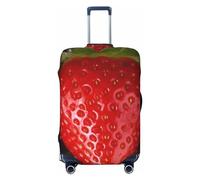 LHBWCVN Red Strawberry Luggage Cover for Suitcase Tsa Approved, Washable Suitcase Protector Fits 18-32 Inch Anti-scratch Suitcase Cover Carry on Luggage Sleeve Travel Baggage Cover, Black, L
